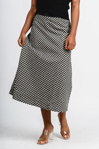 Hounds tooth midi skirt black | Lush Fashion Lounge: boutique fashion skirts, affordable boutique skirts, cute affordable skirts