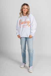 OSU OSU Cowboys bows corded sweatshirt white Sweatshirt | Lush Fashion Lounge Trendy Oklahoma State Cowboys Apparel & Cute Gameday T-Shirts