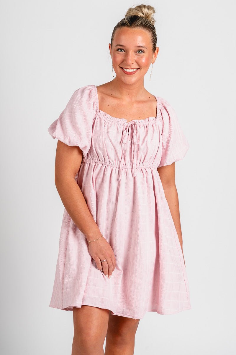 Puff sleeve babydoll dress pink - Cute dress - Trendy Dresses at Lush Fashion Lounge Boutique in Oklahoma City