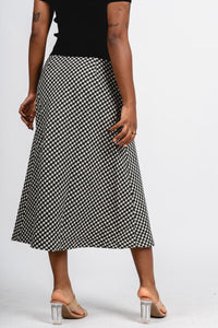 Hounds tooth midi skirt black | Lush Fashion Lounge: boutique fashion skirts, affordable boutique skirts, cute affordable skirts