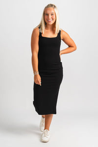 Scoop neck midi dress black - Cute Dress - Trendy Dresses at Lush Fashion Lounge Boutique in Oklahoma City