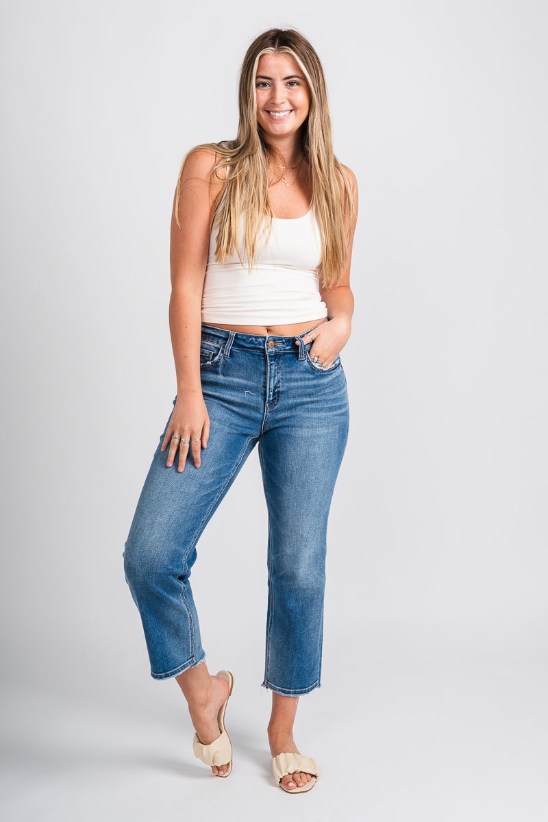 Flying Monkey mid rise crop straight jeans stately | Lush Fashion Lounge: boutique women's jeans, fashion jeans for women, affordable fashion jeans, cute boutique jeans