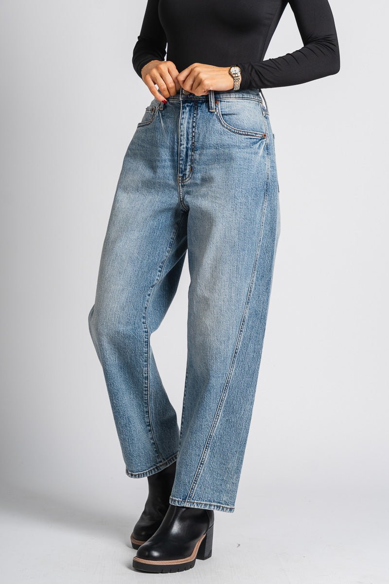 Daze Westward barrel jeans blur | Lush Fashion Lounge: boutique women's jeans, fashion jeans for women, affordable fashion jeans, cute boutique jeans