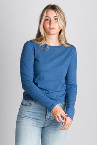 Z Supply modern slub long sleeve tee true navy - Z Supply top - Z Supply Apparel at Lush Fashion Lounge Trendy Boutique Oklahoma City