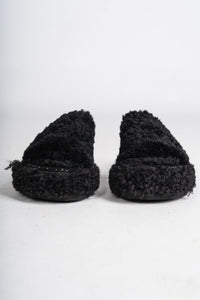 Frost fuzzy sandal black - Stylish Shoes - Trendy Lounge Sets at Lush Fashion Lounge Boutique in Oklahoma City