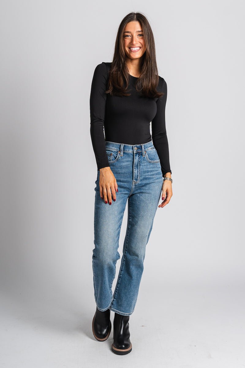 Daze Shygirl high rise crop flare jeans PDA | Lush Fashion Lounge: boutique women's jeans, fashion jeans for women, affordable fashion jeans, cute boutique jeans