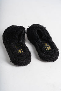 Frost fuzzy sandal black - Cute Shoes - Fun Cozy Basics at Lush Fashion Lounge Boutique in Oklahoma City