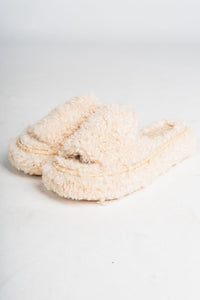 Frost fuzzy sandal natural - Cute Shoes - Fun Cozy Basics at Lush Fashion Lounge Boutique in Oklahoma City