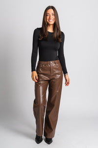 Faux leather pants brown | Lush Fashion Lounge: women's boutique pants, boutique women's pants, affordable boutique pants, women's fashion pants