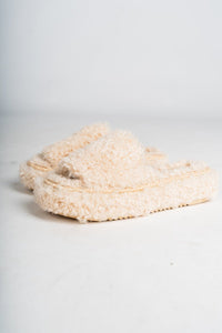 Frost fuzzy sandal natural - Trendy Shoes - Cute Loungewear Collection at Lush Fashion Lounge Boutique in Oklahoma City