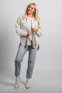 Blended jacket cream/black – Unique Blazers | Cute Blazers For Women at Lush Fashion Lounge Boutique in Oklahoma City