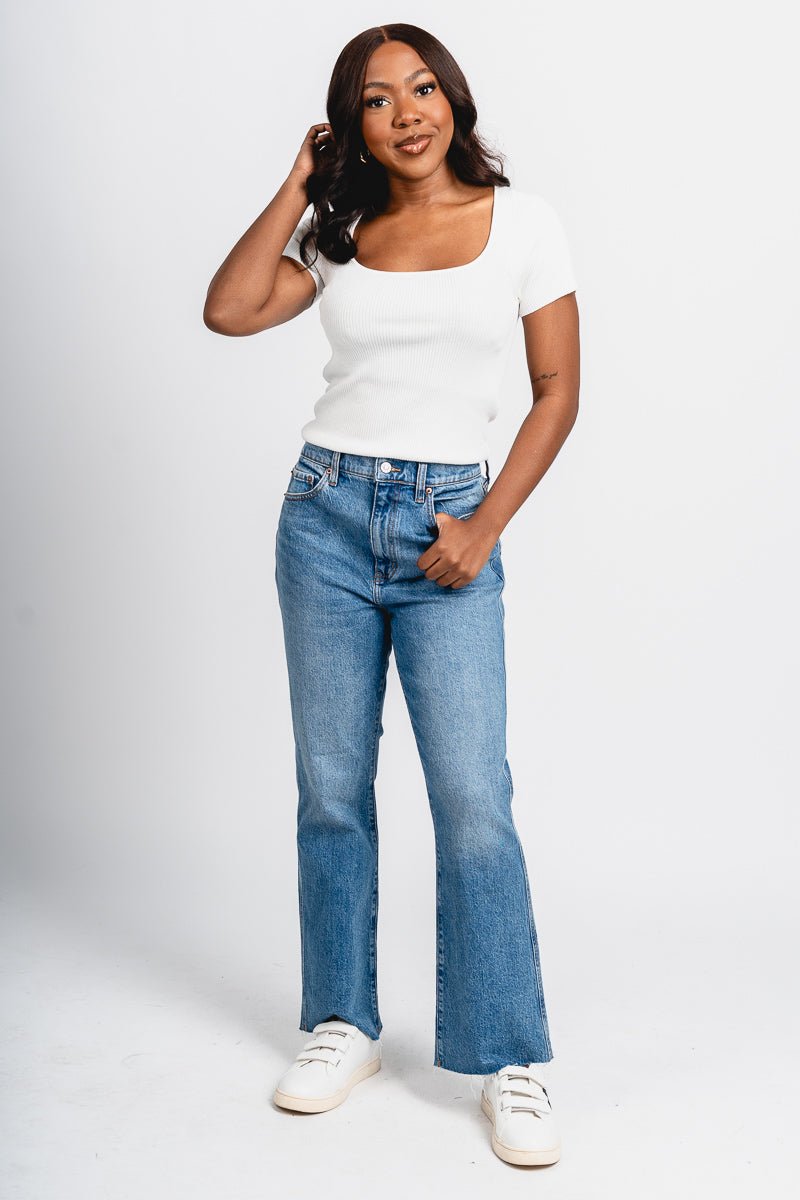 Daze Soho high rise ankle flare jeans vixen | Lush Fashion Lounge: boutique women's jeans, fashion jeans for women, affordable fashion jeans, cute boutique jeans