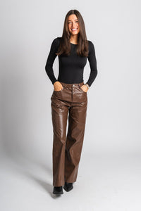 Faux leather pants brown | Lush Fashion Lounge: women's boutique pants, boutique women's pants, affordable boutique pants, women's fashion pants