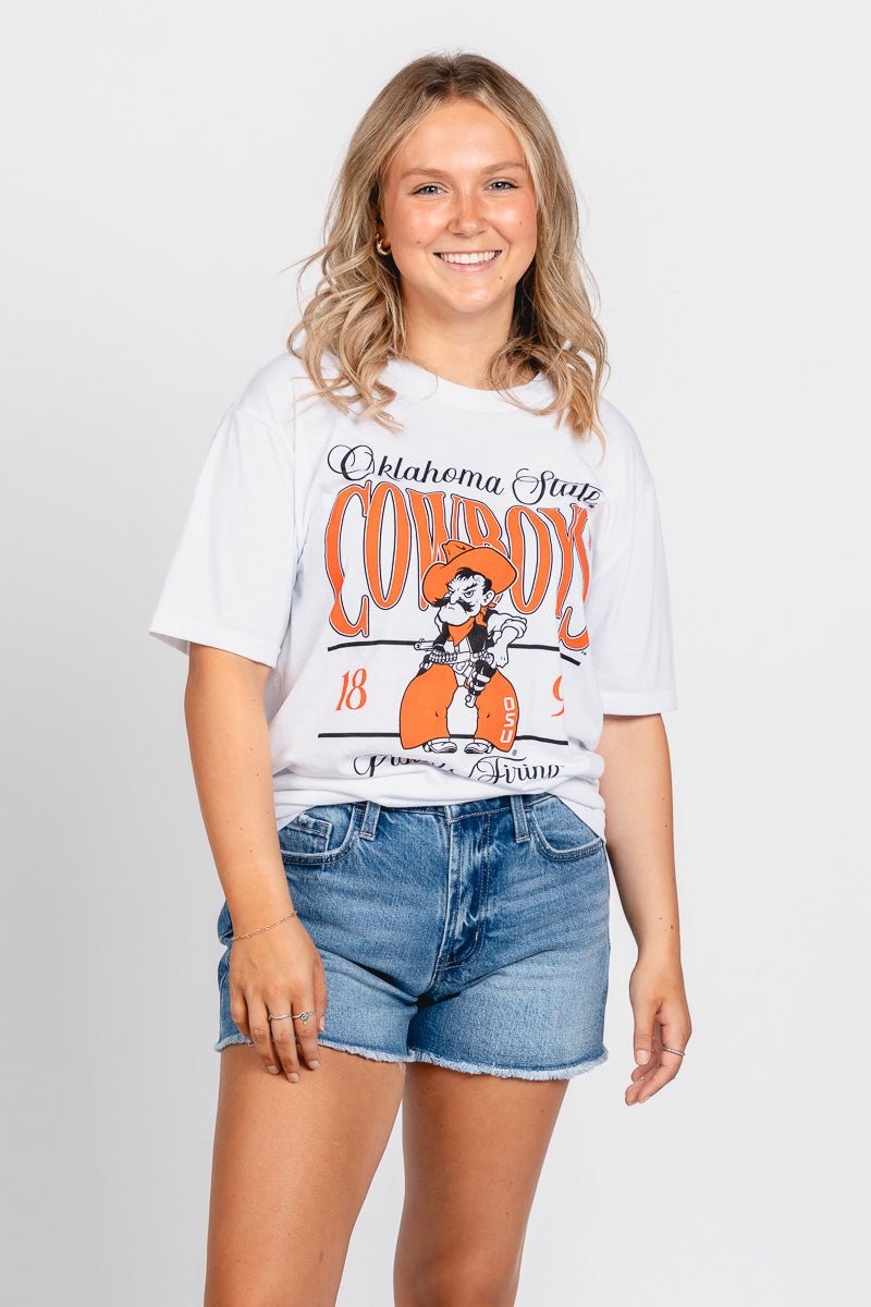 OU OSU Cowboys Pete 1890 unisex t-shirt white T-shirt | Lush Fashion Lounge Trendy Oklahoma University Sooners Apparel & Cute Gameday T-Shirts