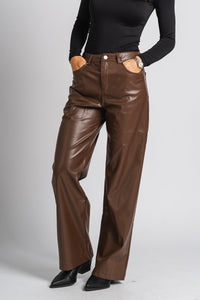 Faux leather pants brown | Lush Fashion Lounge: women's boutique pants, boutique women's pants, affordable boutique pants, women's fashion pants