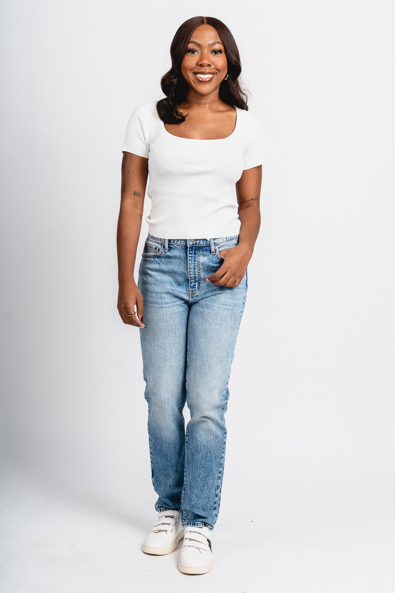 Daze high rise slim straight jeans face to face | Lush Fashion Lounge: boutique women's jeans, fashion jeans for women, affordable fashion jeans, cute boutique jeans