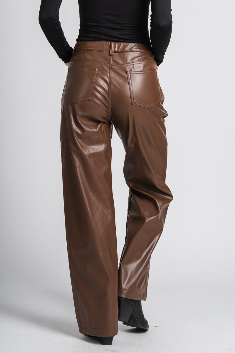 Faux leather pants brown | Lush Fashion Lounge: women's boutique pants, boutique women's pants, affordable boutique pants, women's fashion pants