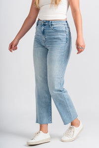 Hidden high rise crop straight jeans medium light | Lush Fashion Lounge: boutique women's jeans, fashion jeans for women, affordable fashion jeans, cute boutique jeans