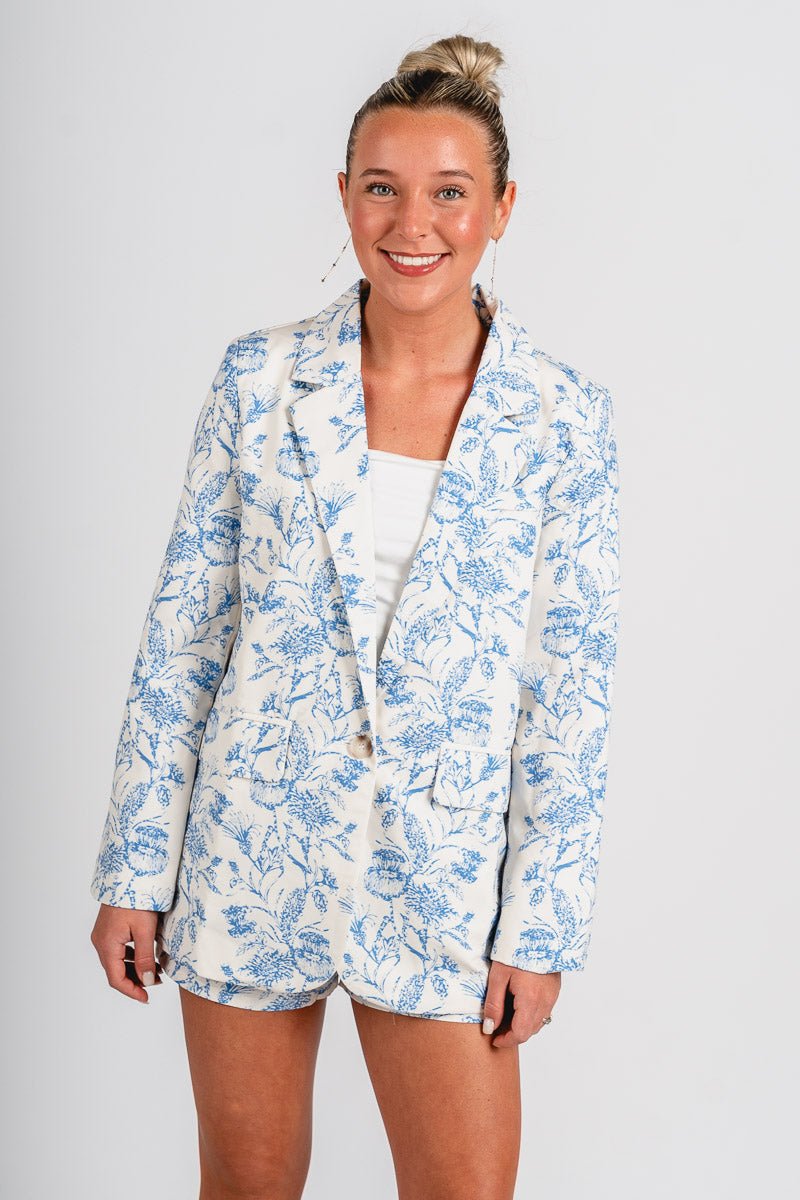 Floral blazer cream – Trendy Jackets | Cute Fashion Blazers at Lush Fashion Lounge Boutique in Oklahoma City