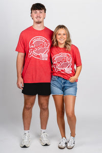 OU OU Sooners circle logo unisex t-shirt red T-shirt | Lush Fashion Lounge Trendy Oklahoma University Sooners Apparel & Cute Gameday T-Shirts