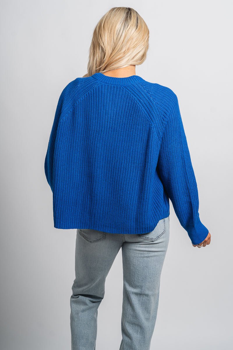 Knit cardigan cobalt blue