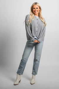 Knit cardigan heather grey - Trendy Cardigan - Fashion Cardigans & Cute Kimonos at Lush Fashion Lounge Boutique in Oklahoma City