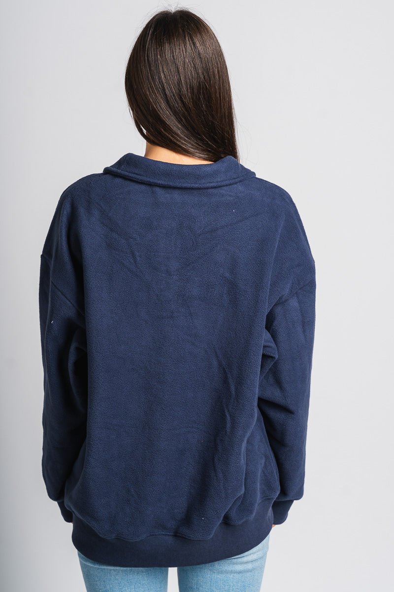 Oversized teddy pullover navy