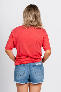 OU OU Sooners circle logo unisex t-shirt red T-shirt | Lush Fashion Lounge Trendy Oklahoma University Sooners Apparel & Cute Gameday T-Shirts