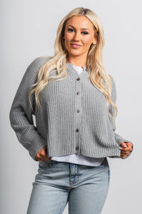 Knit cardigan heather grey - Cute Cardigan - Trendy Cardigans & Stylish Kimonos at Lush Fashion Lounge Boutique in Oklahoma City