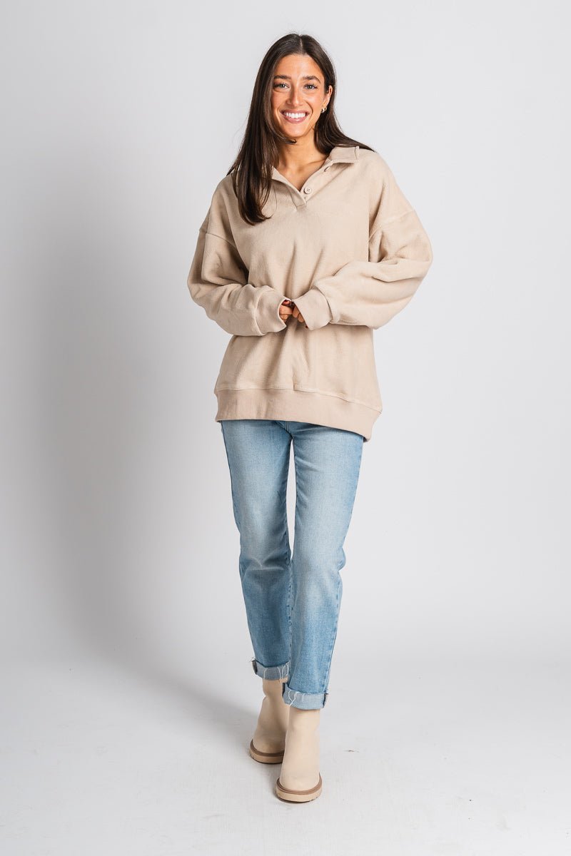 Oversized teddy pullover beige