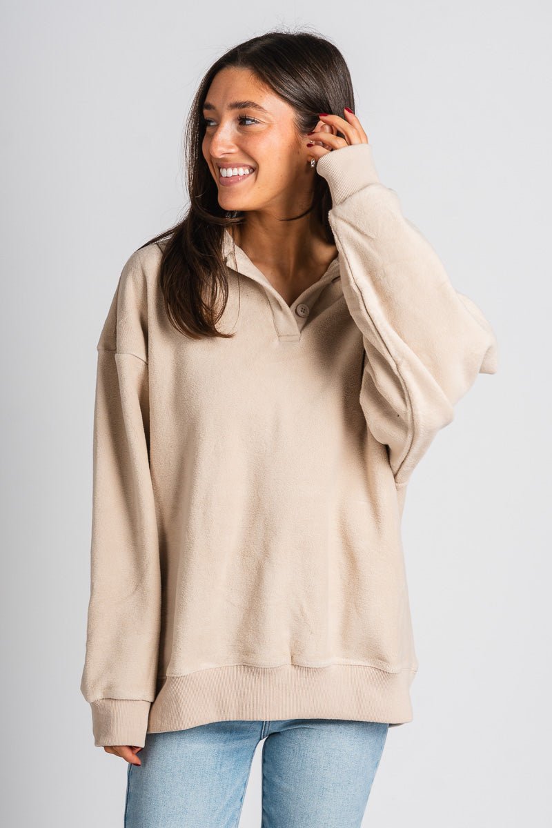 Oversized teddy pullover beige