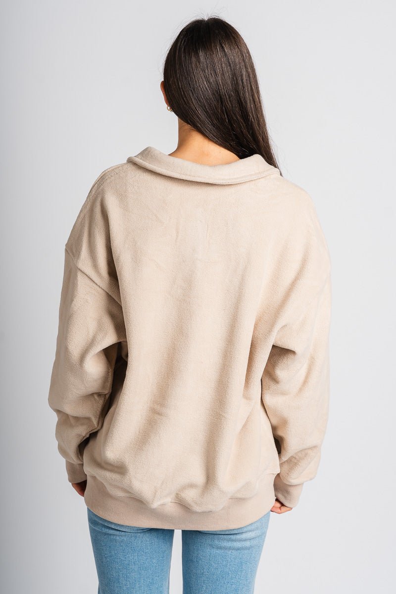 Oversized teddy pullover beige