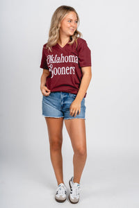 OU OU Oklahoma Sooners bookmania unisex v-neck t-shirt crimson T-shirt | Lush Fashion Lounge Trendy Oklahoma University Sooners Apparel & Cute Gameday T-Shirts