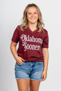 OU OU Oklahoma Sooners bookmania unisex v-neck t-shirt crimson T-shirt | Lush Fashion Lounge Trendy Oklahoma University Sooners Apparel & Cute Gameday T-Shirts