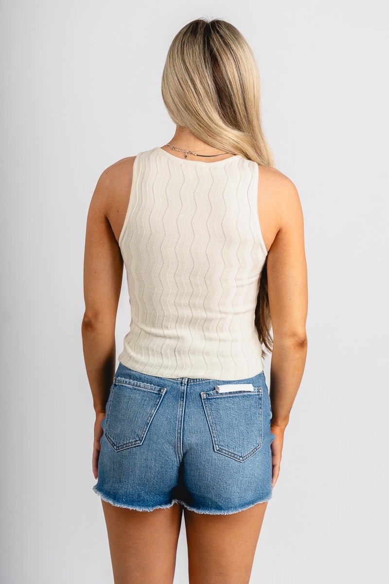Wavy ribbed tank top ivory