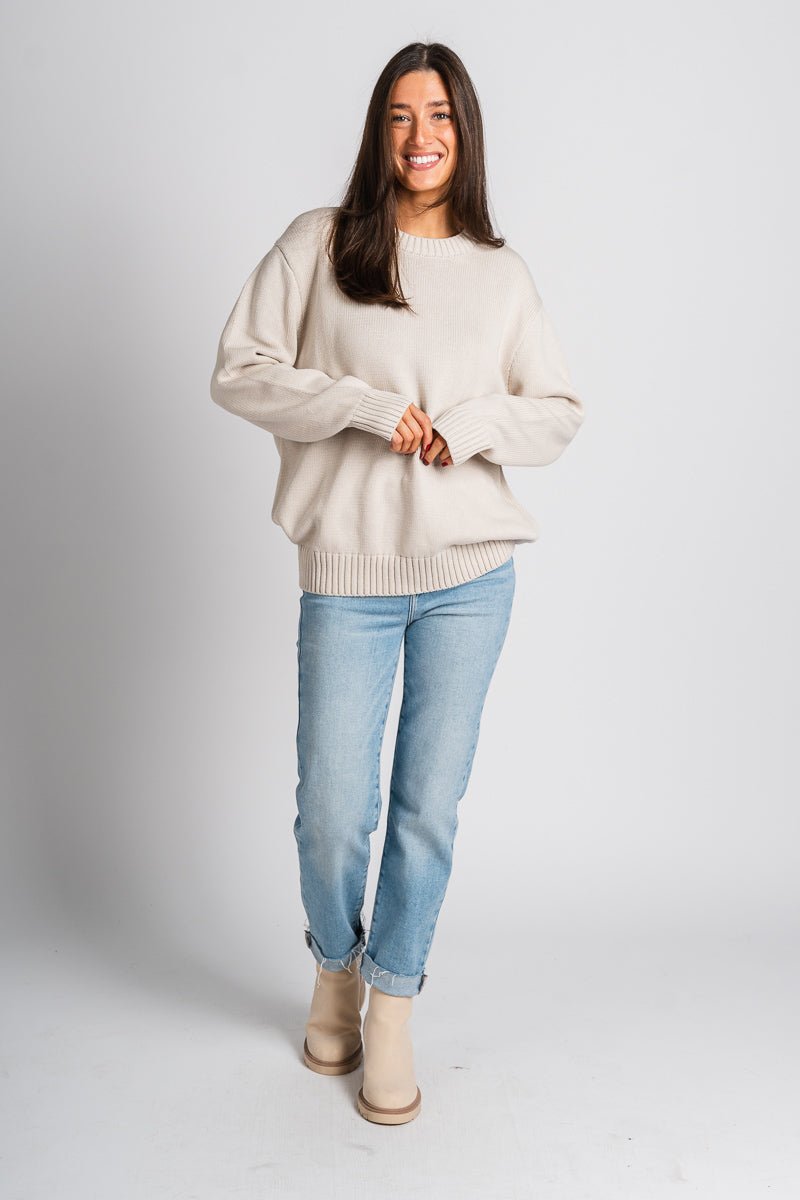 Crew neck sweater white – Unique Sweaters | Lounging Sweaters and Womens Fashion Sweaters at Lush Fashion Lounge Boutique in Oklahoma City