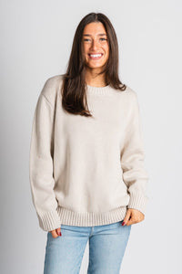 Crew neck sweater white – Stylish Sweaters | Boutique Sweaters at Lush Fashion Lounge Boutique in Oklahoma City