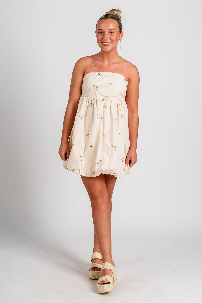Flower babydoll dress cream | Trendy Dresses - Lush Fashion Lounge Flower babydoll dress cream | Trendy Dresses - Lush Fashion Lounge