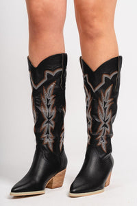 Ainsley cowboy boots black - Cute cowboy boot - Trendy Shoes at Lush Fashion Lounge Boutique in Oklahoma City