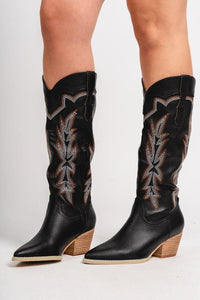 Ainsley cowboy boots black - Trendy cowboy boot - Fashion Shoes at Lush Fashion Lounge Boutique in Oklahoma City