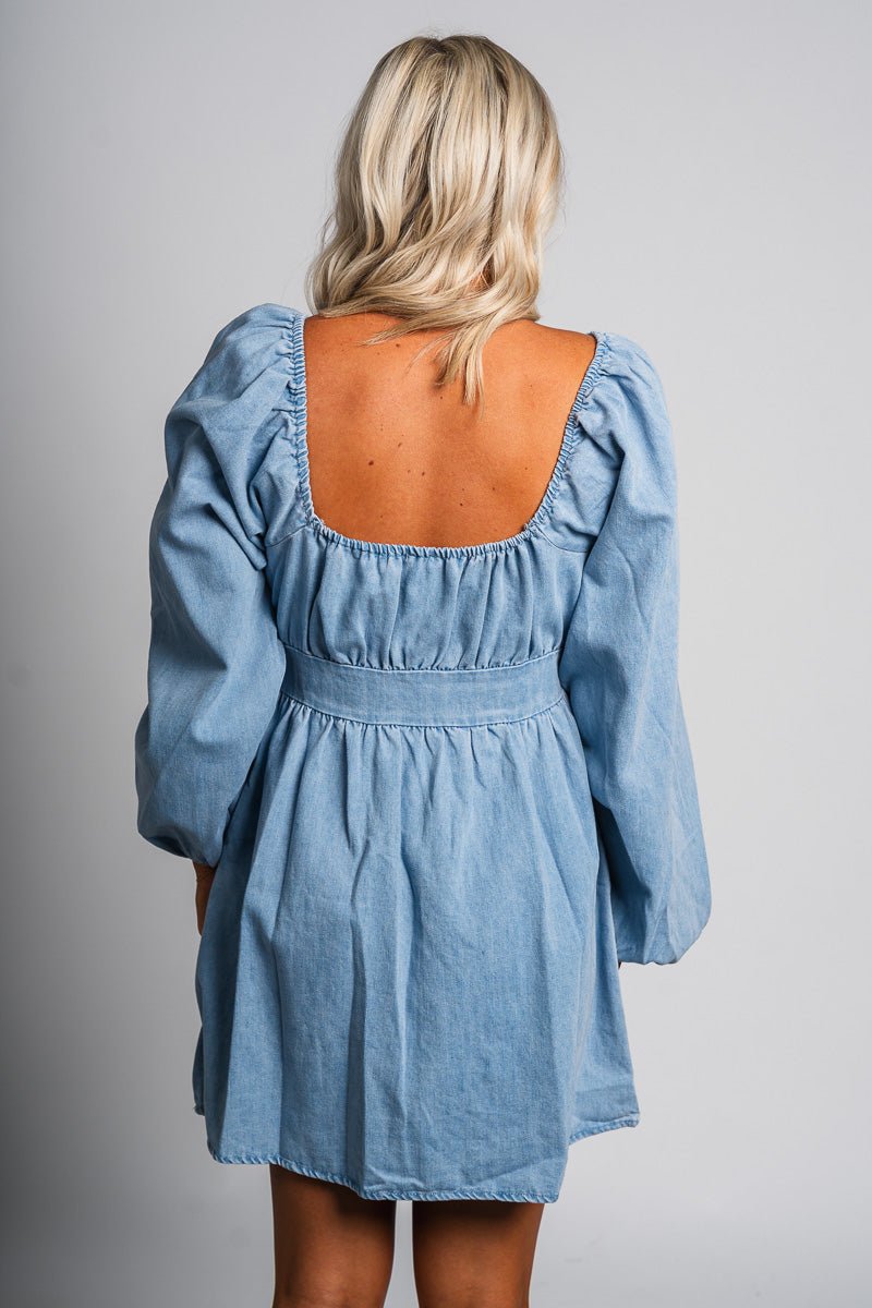 Puff sleeve denim dress Light denim Light denim / Small Puff sleeve denim dress Light denim Light denim / Small