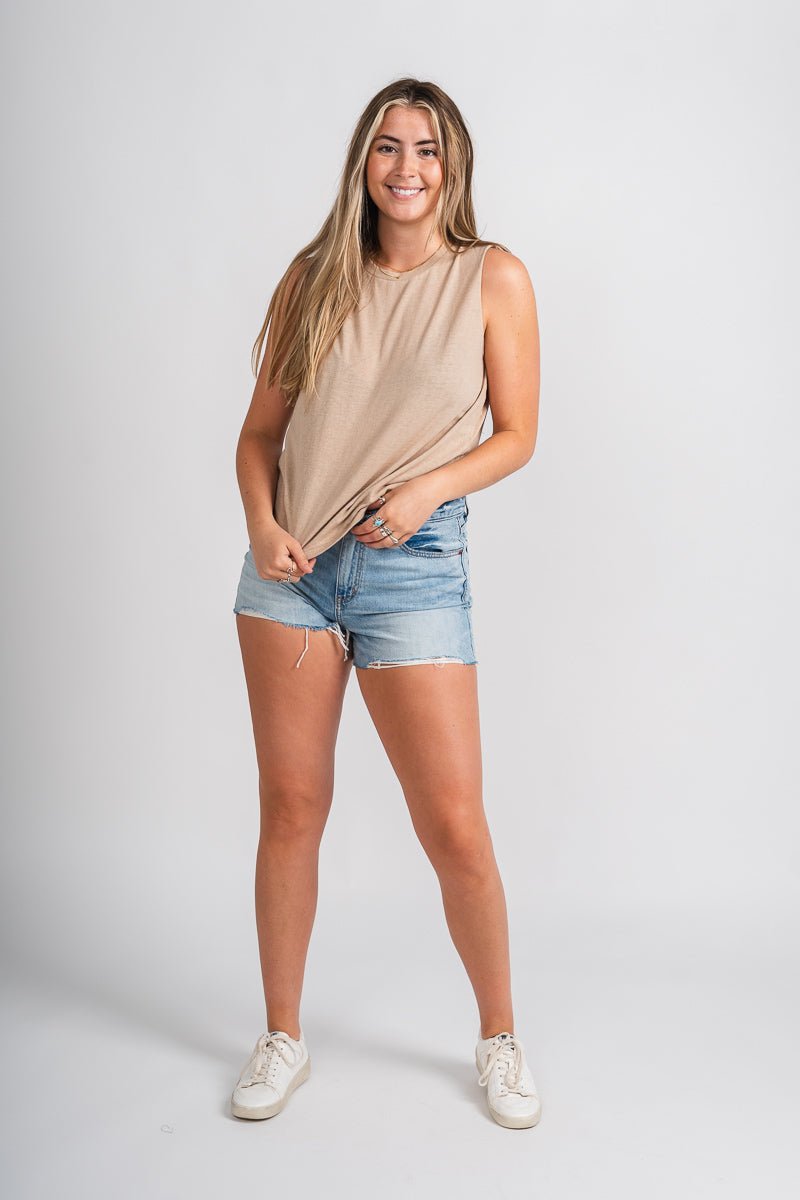 Aerie knit tank top taupe - Trendy Tank Top - Fashion Tank Tops at Lush Fashion Lounge Boutique in Oklahoma City