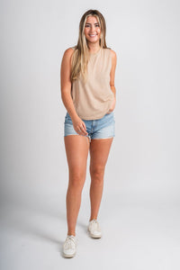 Aerie knit tank top taupe Stylish Tank Top - Womens Fashion Tank Tops at Lush Fashion Lounge Boutique in Oklahoma City