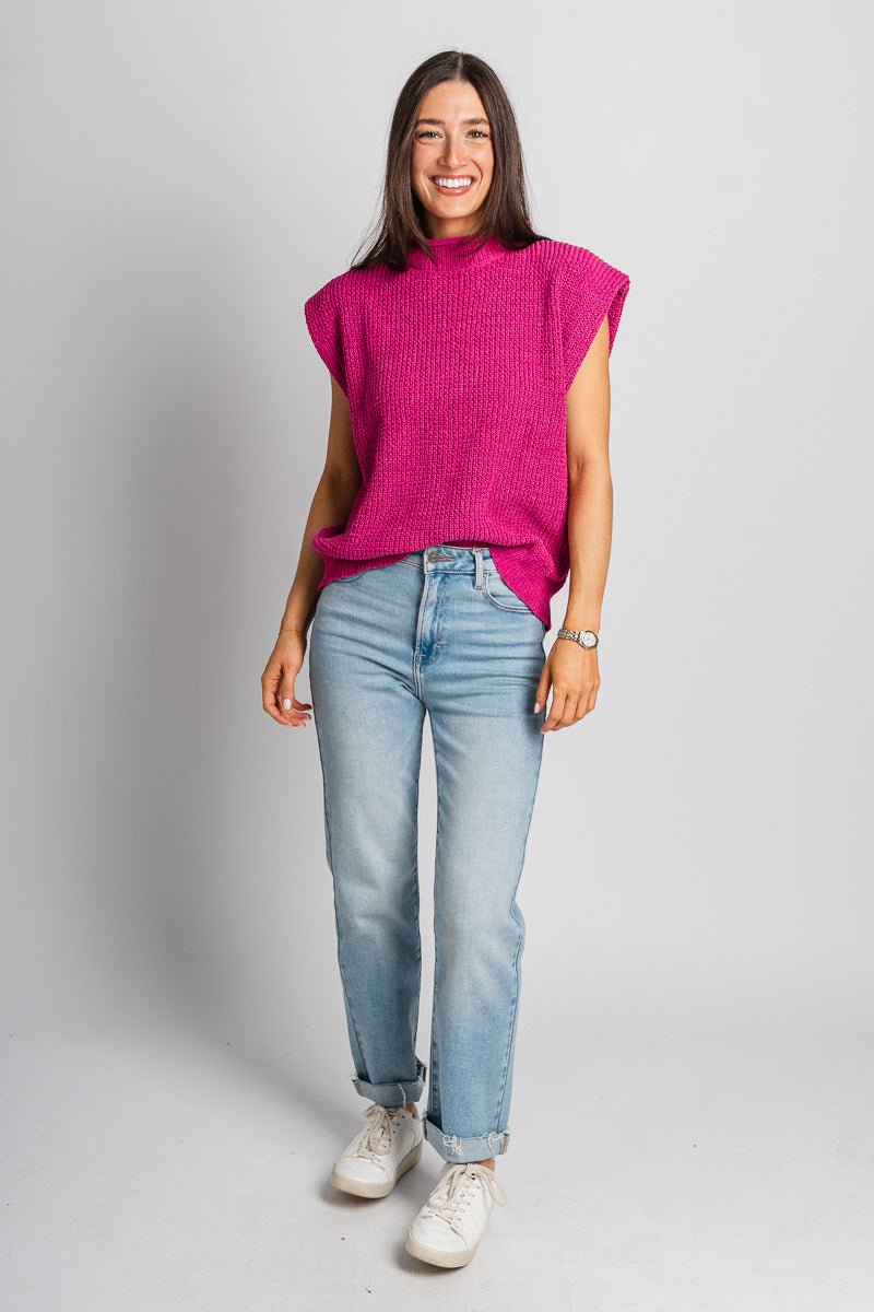 Sleeveless mock neck sweater pink – Unique Sweaters | Lounging Sweaters and Womens Fashion Sweaters at Lush Fashion Lounge Boutique in Oklahoma City