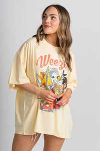 DayDreamer Weezer collage oversized tee yellow fizz - Trendy Band T-Shirts and Sweatshirts at Lush Fashion Lounge Boutique in Oklahoma City