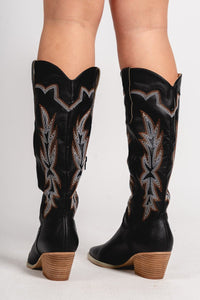 Ainsley cowboy boots black Stylish cowboy boot - Womens Fashion Shoes at Lush Fashion Lounge Boutique in Oklahoma City