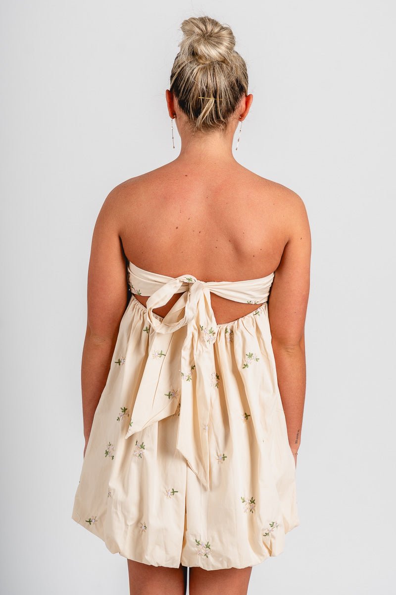 Flower babydoll dress cream | Trendy Dresses - Lush Fashion Lounge Flower babydoll dress cream | Trendy Dresses - Lush Fashion Lounge