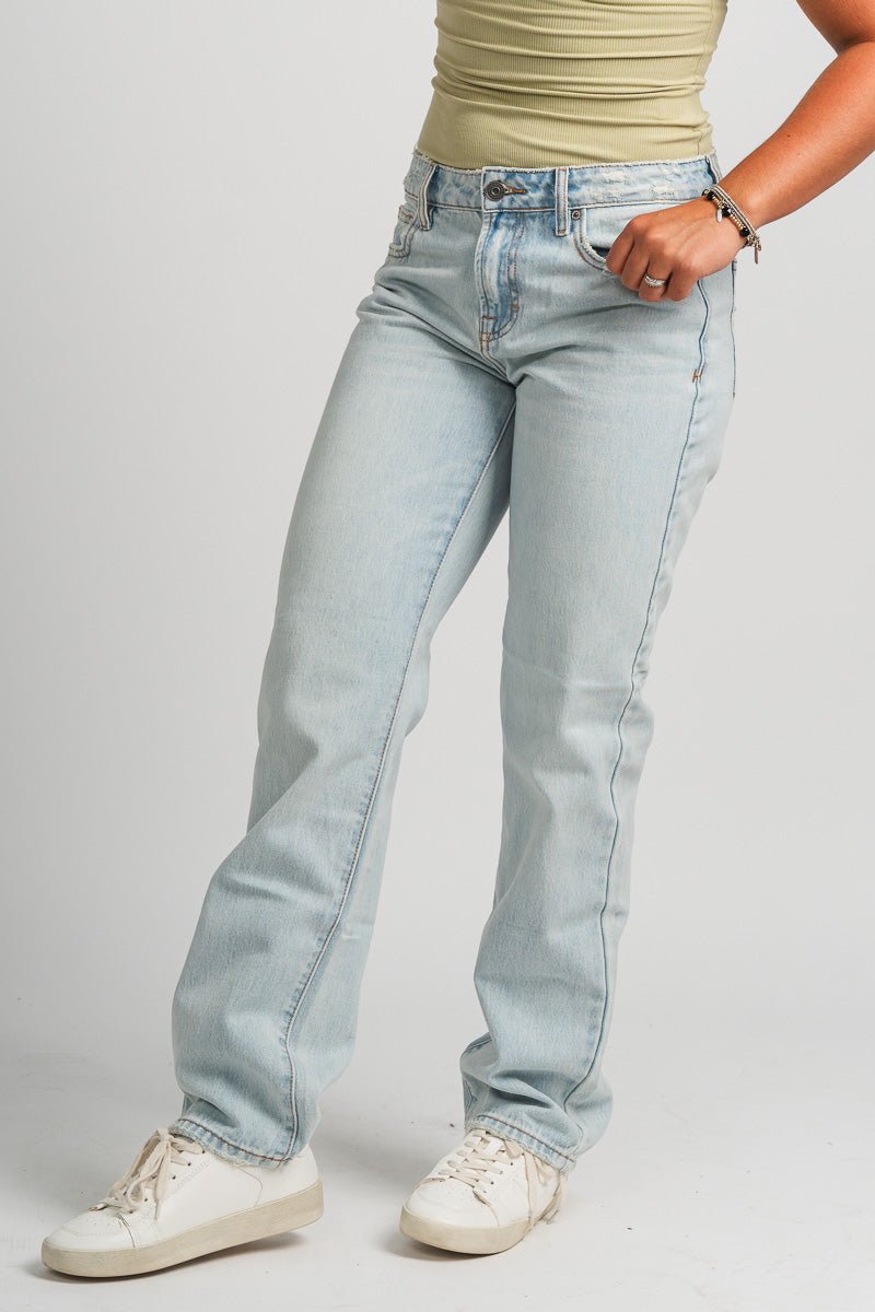 Hidden Tracey high rise relax straight jeans light blue | Lush Fashion Lounge: boutique women's jeans, fashion jeans for women, affordable fashion jeans, cute boutique jeans
