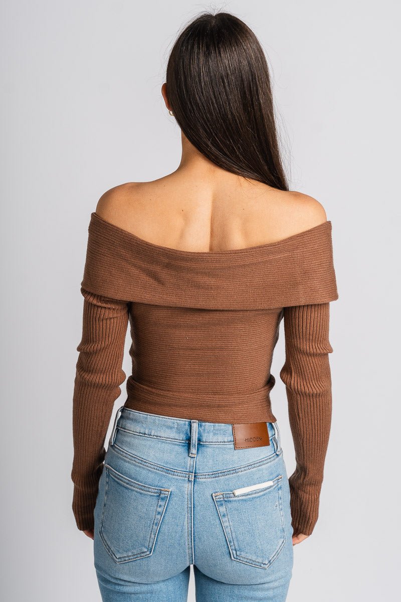 Off shoulder top brown