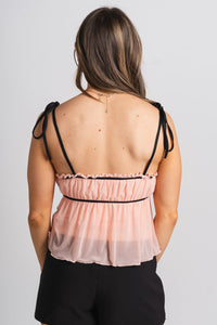 Ruffle frill tank top dusty pink Stylish Tank Top - Womens Fashion Tank Tops at Lush Fashion Lounge Boutique in Oklahoma City